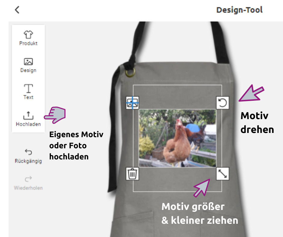 personalisierte Schürze – Schürze individuell mit Online Designtool gestalten